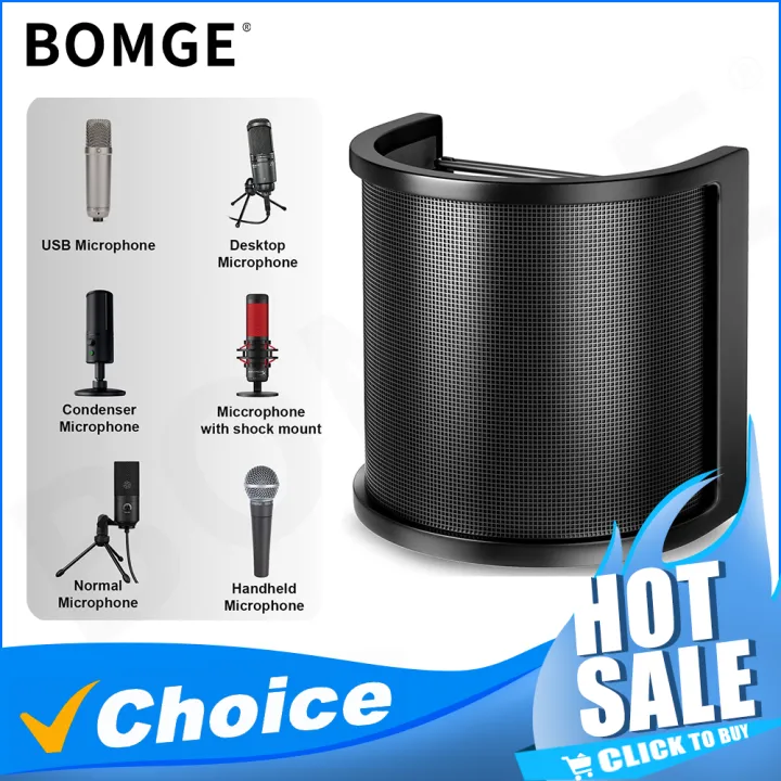 PEMOTech Microphone Pop Filter - 3 Layer Windscreen For Blue Yeti & Other Recording Mics, Black