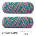 2 PCs Colorful 5-strand Dyed Milk Cotton Baby Sweater Yarn Self Woven Scarf Medium Thick Handmade DIY Woven Crochet Material Bag. 