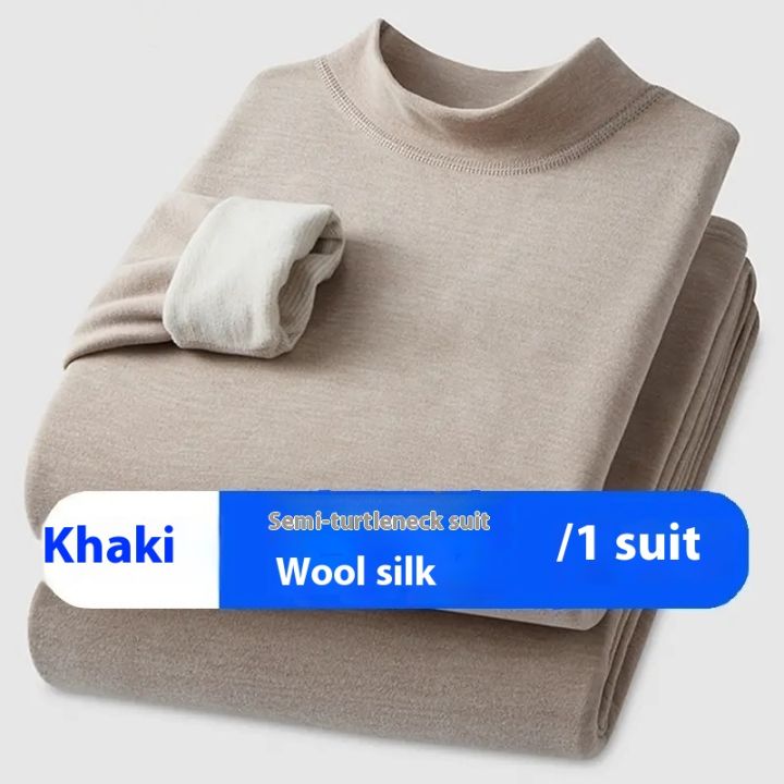 New%20Cashmere%20Silk%20Half-High%20Neck%20Thermal%20Underwear%20De-Dong%20Mid-Neck%20Autumn%20Top%20&%20Trousers%20Fleece-Lined%20Thickened%20Couples%20Set%20-%20Image%207