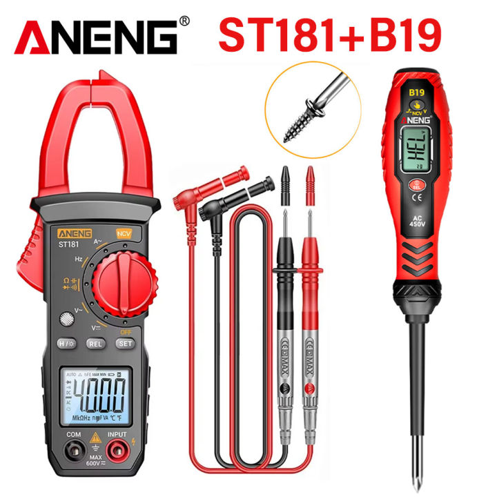 ANENG Clamp Meter Multimeter 4000 Counts Digital ST181+B19 AC Current ...