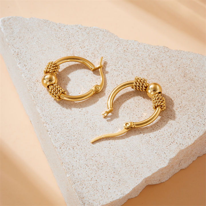 DIEYURO%20316L%20Stainless%20Steel%20Golden%20Hollow%20Woven%20Circular%20Shape%20Earrings%20For%20Womens%20Fashion%202024%20New%20Ear%20Jewelry%20Lady%20%20Party%20-%20Image%204