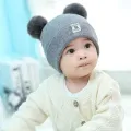Winter Children Warm Baby Knitted Hats with Pom Pom Kids Knit Beanie Hats Solid Color Children's Hat for Boys Girls Accessories. 
