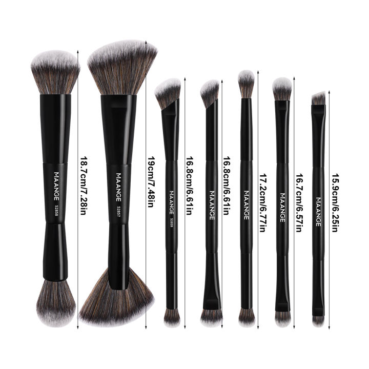 MAANGE%207pcs%20Professional%20Dual-ended%20Makeup%20Brushes%20Soft%20Dense%20Hair%20for%20Foundation%20Powder%20Blush%20Eyeshadow%20Makeup%20Accessories%20%20-%20Image%202