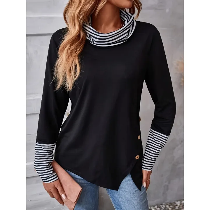 Plus%20Size%201XL-5XL%20Woman's%20Tshirts%20Turtleneck%20Long%20Sleeve%20Color%20Matching%20Knitting%20Fashion%20Woman's%20top%20t-shirt%20-%20Image%202