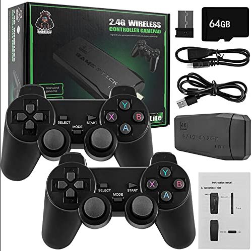 M8 Wireless Retro Game Console With 64GB TF Card Plug and Play Video Game Stick Built-in 20000+ Games | 4K High Definition HDMI Output | Dual 2.4GHz Wireless Controllers | Plug and Play Gaming Stick
