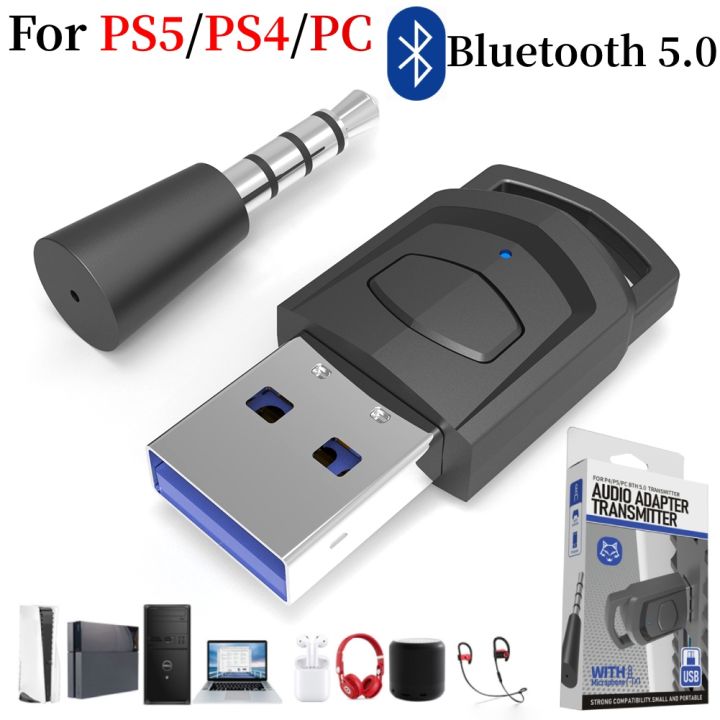 Bluetooth Audio Adapter Wireless Headphone Adapter Receiver for PS5/PS4 Game Console PC Headset 2 in 1 USB Bluetooth 5.0 Dongle