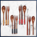 1pc Wooden Chopsticks Fork Spoon Three-piece Set Twine Japanese-style Tableware Kitchen Home Chopsticks Fork Spoon Cutlery Set. 