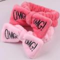 OMG Letter Coral Fleece Wash Face Bow Hairbands For Women Girls Headbands Headwear Hair Bands Turban Hair Accessories. 