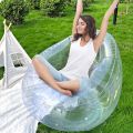 Transparent Inflatable Lounge Chair, Indoor and Outdoor Clear PVC Inflatable Single Sofa for . 