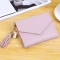 Wallet Women's 2024 New Short Style Tassel Pendant Litchi Pattern Money Clip Card Bag, Cute Zero Wallet in Hand. 