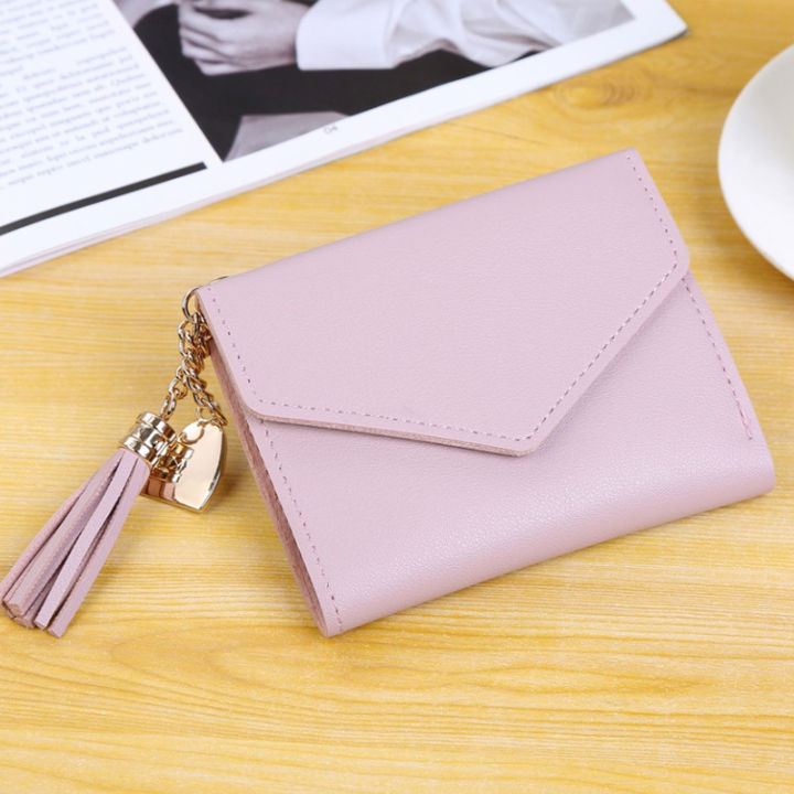 Wallet%20Women's%202024%20New%20Short%20Style%20Tassel%20Pendant%20Litchi%20Pattern%20Money%20Clip%20Card%20Bag,%20Cute%20Zero%20Wallet%20in%20Hand%20-%20Image%208