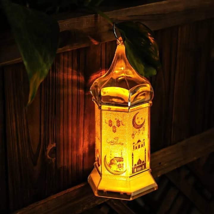 Ramadan Lantern Decor Plastic LED Eid Mubarak Lamp Exquisite Battery Powered Ramadan Festival Light Home for Tabletop Decor