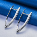 1 pair of 925 sterling silver 31mm V-shaped zircon hoop earrings for women jewelry  accessories party charm. 