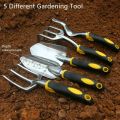 Nuoshen 5 Piece Gardening Tool Set, Heavy Duty Aluminum Garden Hand Tools, Small Trowel, Rake, Weeder, Spade, Cultivator, Digging Planting Weeding Farming Seeding Garden Tools Kit for Women, Family, Gardeners. 