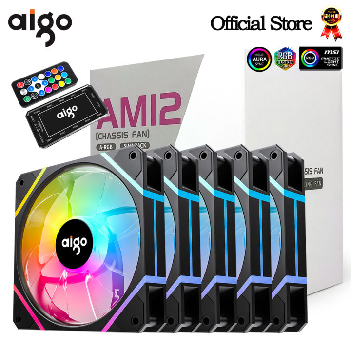 Aigo AM12 Rgb Fan Ventoinha PC Controladora 120mm Computer Case Fan Kit