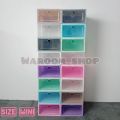 Small size! Shoe box size mini shoe box small round lid color open front. 