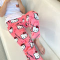 KT Cat Kitty Pajamas Black Anime Flannel Women Warm Woolen Whitecartoon Casual Home Pants Autumn Fashion Trousers Gifts. 