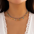 Lacteo Bohemia Multicolour Acrylic Seed Beads Necklace Women Handmade Strand Beaded Choker Short Neck Chain Simple Jewelry Party.