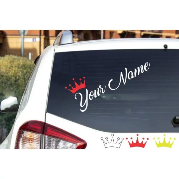 Customize Your Name with Crown for Car Windshield 16 inches long, Waterproof Vinyl Sticker Decals Customised, Custom Name Car Stickers