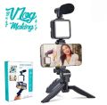 Vlogging Kit All in One Video Making with Tripod Stand, LED light, microphone, Mobile Holder For all Mobile Phone's & DSLR Camera. 