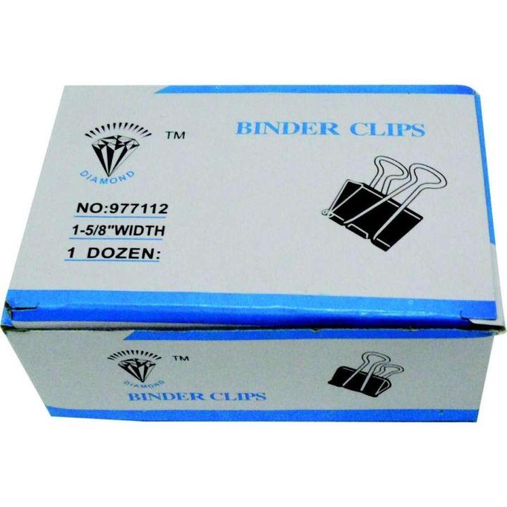 Pack of 12 - Binder Clips 1-5/8 Inch Width 41mm