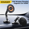 Essager Magnetic Wireless Charger Car Phone Holder 15W Fast Charging Easy Paste Mount Stand For Magsafe iPhone 15 14 13 Pro Max.