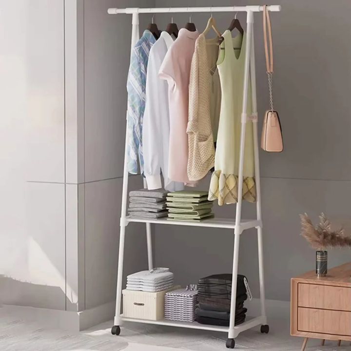 Standing Coat Rack Portable Triangle Clothes Racks With Wheel Simple ...