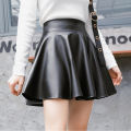 High Waist Elastic Mini Short Skirt Women Imitation Leather Skirt Polyester Fiber Fabric.