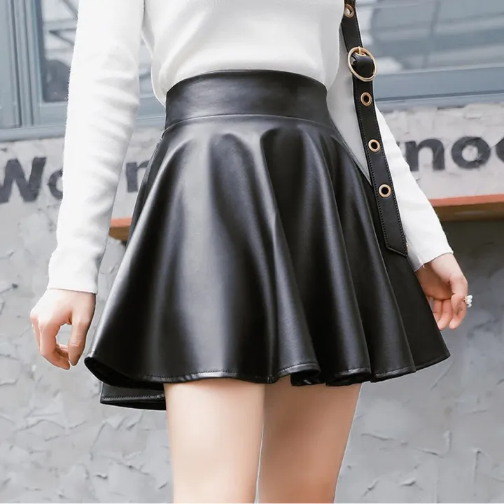 High%20Waist%20Elastic%20Mini%20Short%20Skirt%20Women%20Imitation%20Leather%20Skirt%20Polyester%20Fiber%20Fabric%20-%20Image%206