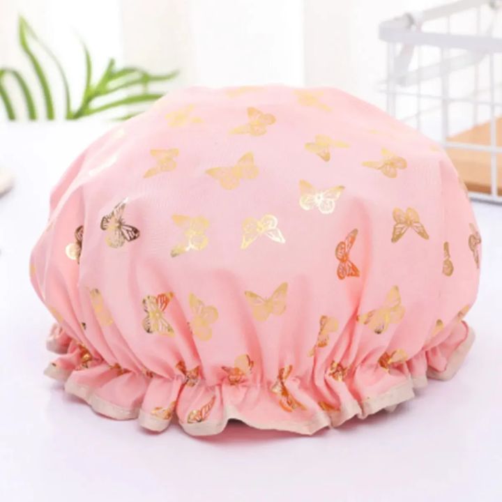 Waterproof%20Shower%20Cap%20Hot%20Stamping%20Printed%20Polyester%20Cotton%20Bath%20Cap%20Double%20Layer%20for%20Women%20Shower%20Bath%20Washing%20Hair%20-%20Image%204