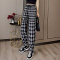 Pants Women New Bunch of feet Fashion Loose Black Plaid Summer Harajuku Students Streetwear Harem Long Trousers Womens Chic. 