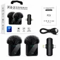 F15-2 Wireless Lavalier Microphone Dual Mic 2 in 1 Clip Mic for Android iPhone Type-C Lightning 3.5mm Vlog Video Recording Interview Noise Reduction Wireless Microphone. 