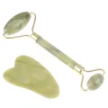 Natural Rose Jade Roller Face Massage Gua Sha Board Jade Massager Body Facial Eye Scraping Acupuncture Face Lift. 