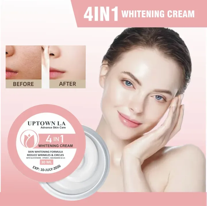 UPTOWN LA 4 IN 1 WHITENING CREAM ADVANCE SKIN FORMULA FOR WHITENING WITH  GLUTATHIONE VITAMIN C NIACINAMIDE H.A 30 ML