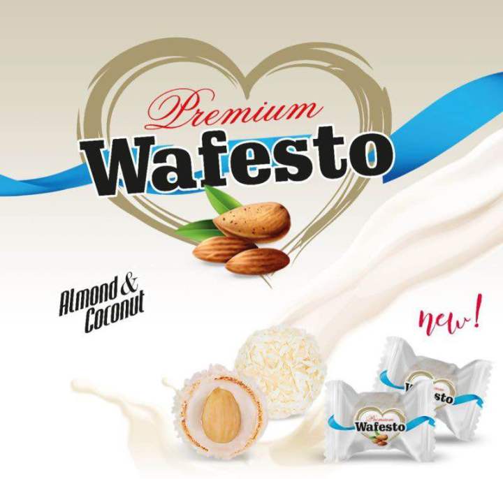 Premium%20Wafesto%20White%20Chocolate%20Covered%20Cream%20Filled%20Almond%20Round%20Wafer%20With%20Coconut%20-%20Image%203