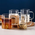 Good Morning Glass Mug Coffee Milk Breakfast Cup Tumbler with Handle Transparent Drinkware Household  for Children Set. 