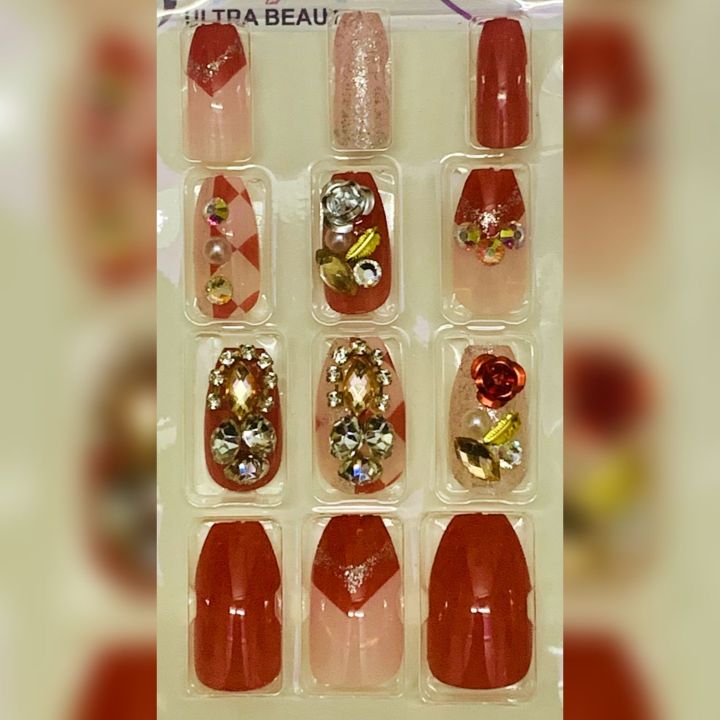 Artificial%20Sticky%20Stylish%20Press%20On%20Nails%20Random%20Seleted%2012%20Pcs%20Set%20-%20Acralic,3d,NonSticky,Printed%20And%20Glitter%20Press%20On%20Nail%20-%20Fancy%20Stylish%20Cute%20Artificial%20Nails%20-%20Image%205