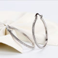 925 Sterling Silver Big Circle Inlaid Cubic Zircon Earrings for Women,S925 Argent Women's Shiny Model Earring 17mm-40mm 5 Size. 