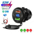 83W USB PD Type C Car Charger Socket Dual USB Dual Type C Fast Charging Outlet Adapter Socket with LED Voltmeter Waterproof. 