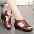 Zipper Wedge Sandals Plus Size 2024 Summer Women Sandals Flat Women Shoes  Ladies Roman Sandals. 
