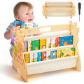 Kid Bookshelf Double Sided 4 Tier Multi-Layer Portable Wood Toddler Montessori Bookshelf for Kid Room Nursery Bedroom Playroom. 