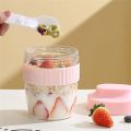 480/570ml Breakfast Cup Portable Oatmeal Cereal Nut Yogurt Salad Cup With Spoon Picnic Lunch Box Students Food Storage Container. 