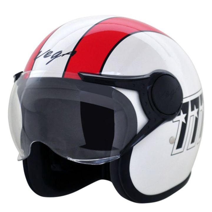 Vega Jeet 777 Red & White Half Face Bike Helmet