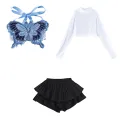 [4-15]Hip Hop Girl Jazz Dance Outfit Korean Crop Top Short Skirt Two Piece Girl Fashion Catwalk Dress. 