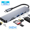 USB C HUB 4K 30Hz Type C to HDMI-compatible PD 87W USB Splitter USB Adapter For Macbook Air Pro USB3.0 HUB TF SD Multi Converter. 