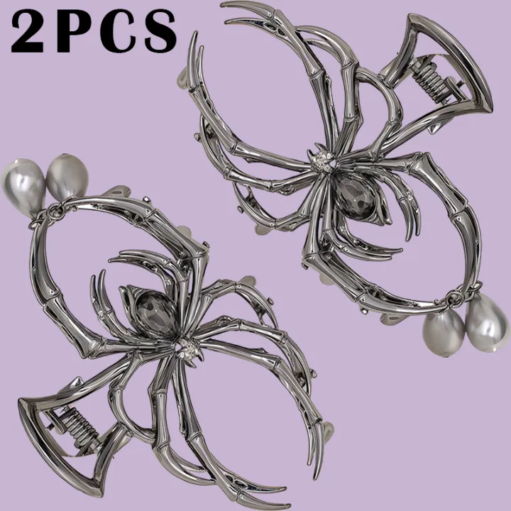 Women's%20Y2K%20Sweet%20Personalized%20Hair%20Clip%20Rhinestone%20Imitation%20Pearl%20Alloy%20Metal%20Skull%20Spider%20Claw%20Design%20for%20Daily%20Use%20-%20Image%208