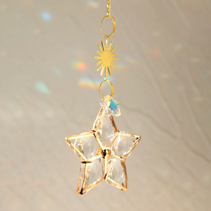 Sun Prism Star Crystal Light Catcher Gardening Decoration Suncatcher Rainbow Outdoor Sun Catchers Window Yard Crystal Home Decor