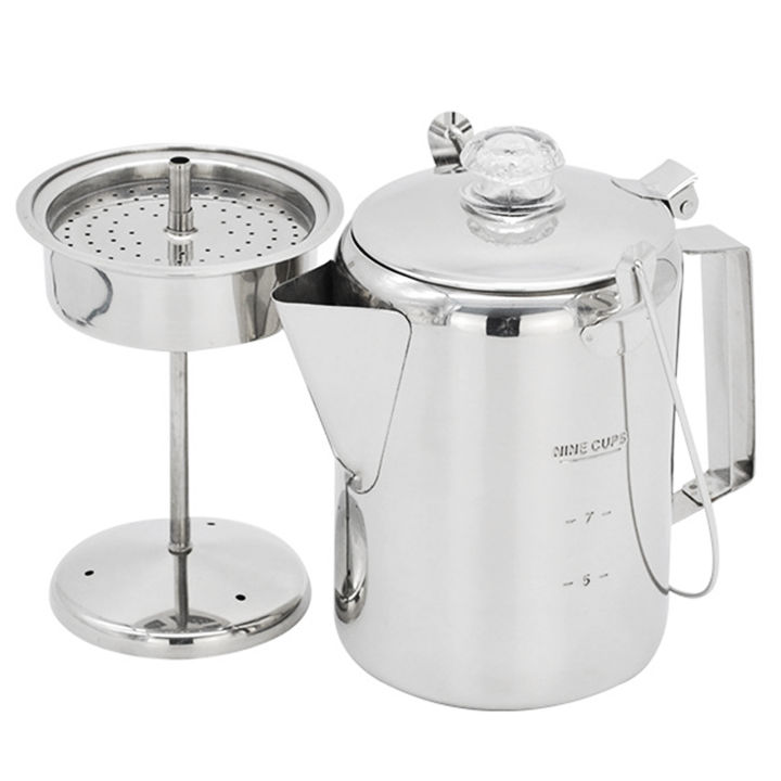 1.2L French Press Coffee Maker Outdoor 9 Cup Stainless Steel Percolator Coffee Pot Coffee Maker Camping Home Kitchen Cookware
