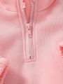 Winter Children Sets 1-3Y Baby Girls Pink Thick Fleece Turtleneck Long Sleeve Pullover Solid Casual+ Long Pants Suits. 