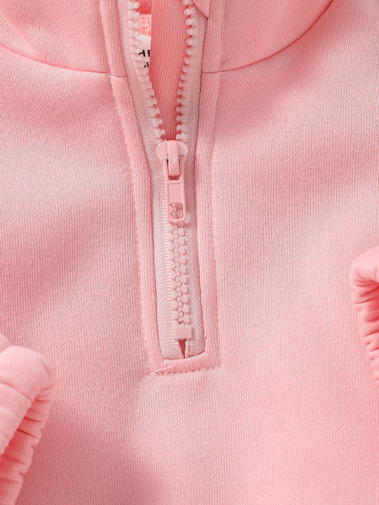 Winter%20Children%20Sets%201-3Y%20Baby%20Girls%20Pink%20Thick%20Fleece%20Turtleneck%20Long%20Sleeve%20Pullover%20Solid%20Casual+%20Long%20Pants%20Suits%20-%20Image%203